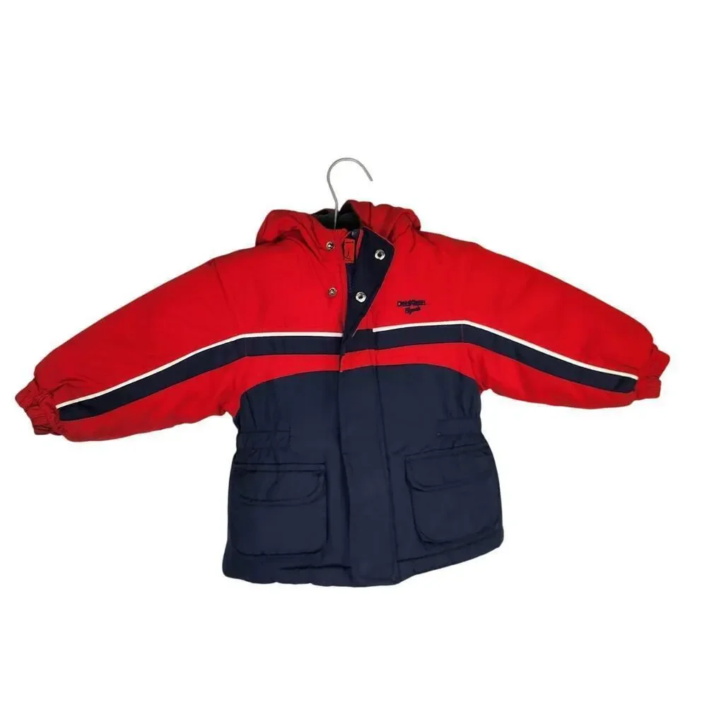 OshKosh B'Gosh Kids Winter Coat Puffer Jacket Hooded Red Blue 18M
